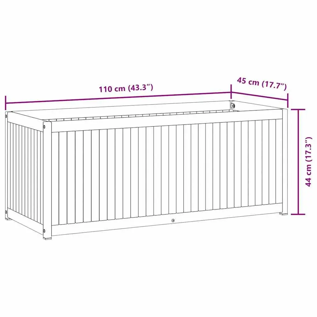 Acacia Wood Garden Planter Box 110x45x44cm Steel Frame Outdoor Brown