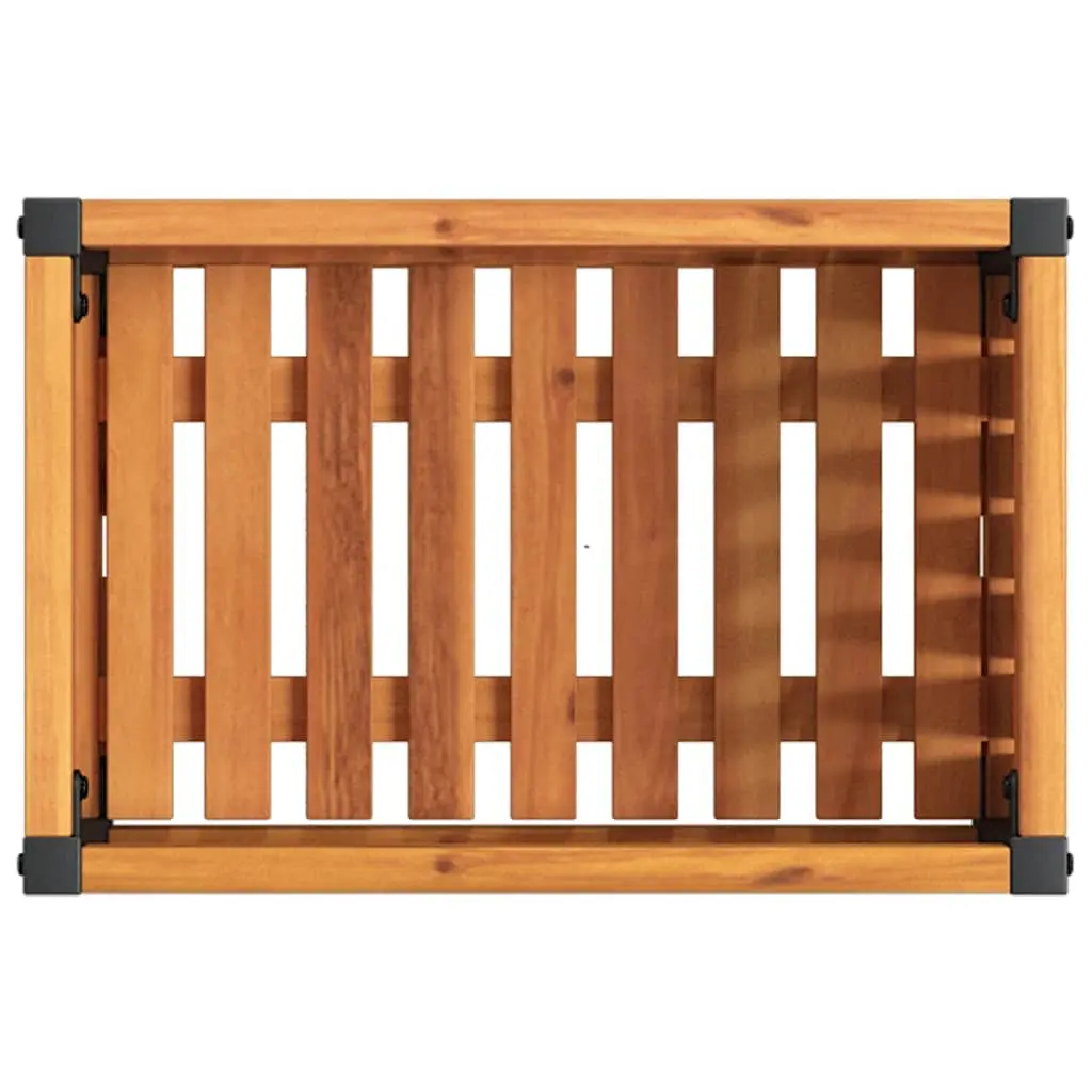 Garden Planter Box Solid Acacia Wood Powder-Coated Steel Frame 45x30x27.5cm Brown