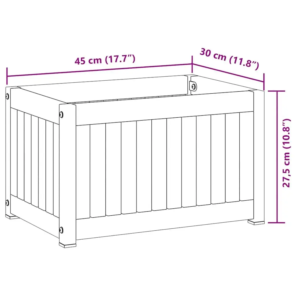 Garden Planter Box Solid Acacia Wood Powder-Coated Steel Frame 45x30x27.5cm Brown