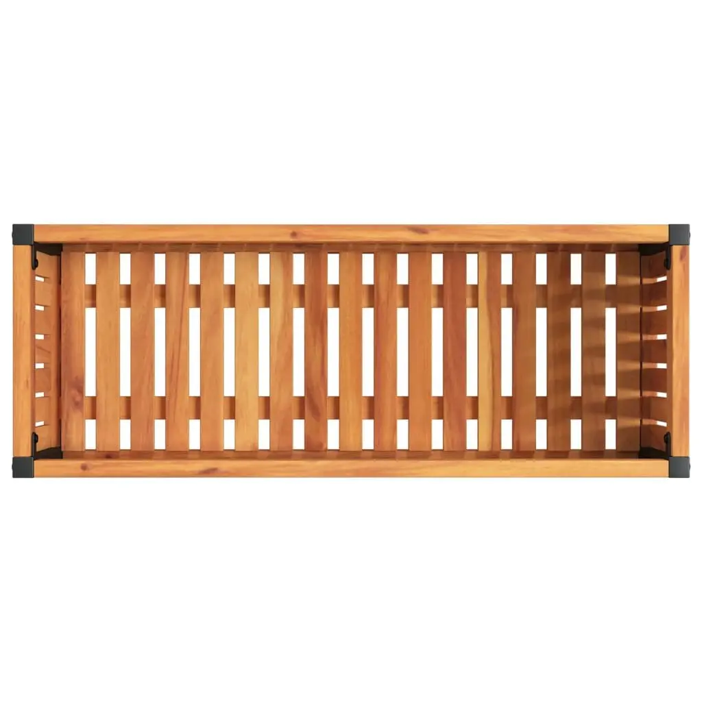 Garden Planter Box Solid Acacia Wood with Powder Coated Steel Frame 80x30x27.5 cm Brown for Indoor Outdoor Flower Planting