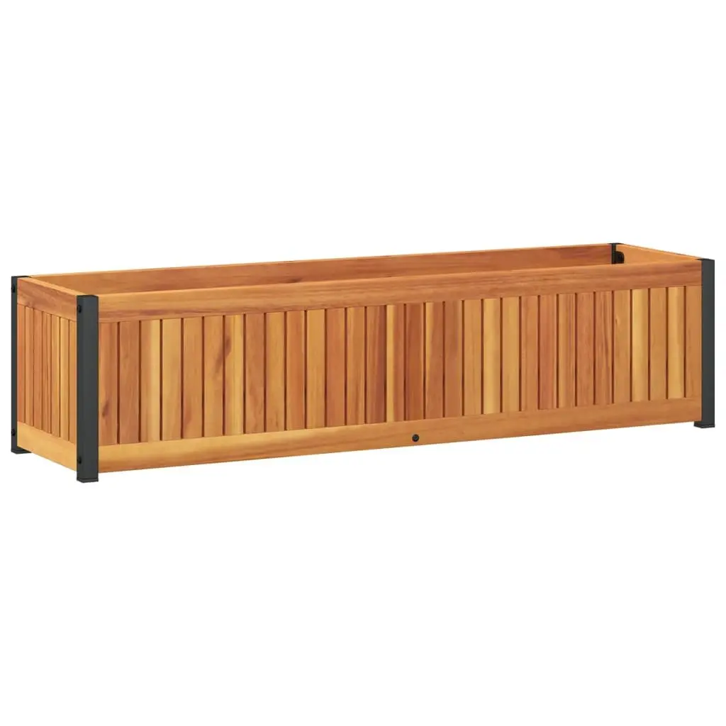 Garden Planter Box Wooden Acacia 110cm x 30cm x 27.5cm Brown Outdoor Flower Container