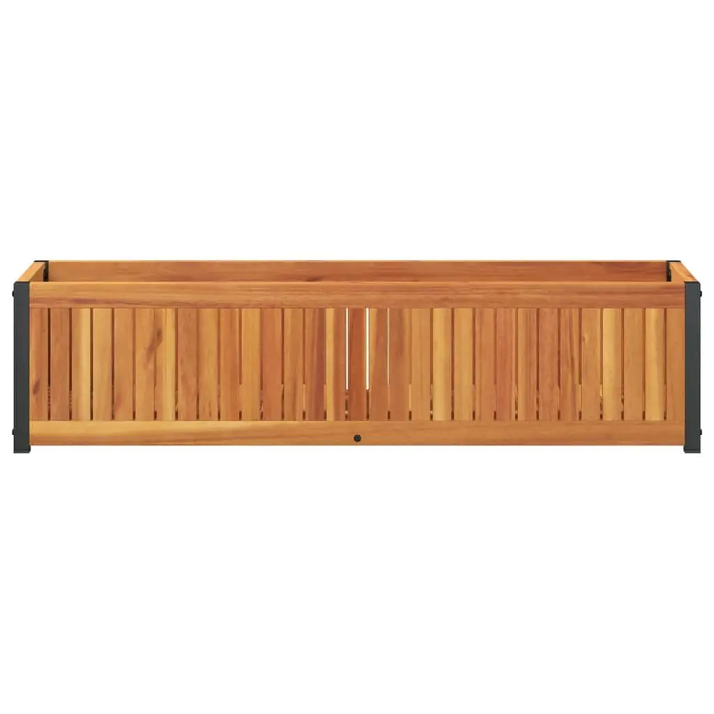 Garden Planter Box Wooden Acacia 110cm x 30cm x 27.5cm Brown Outdoor Flower Container