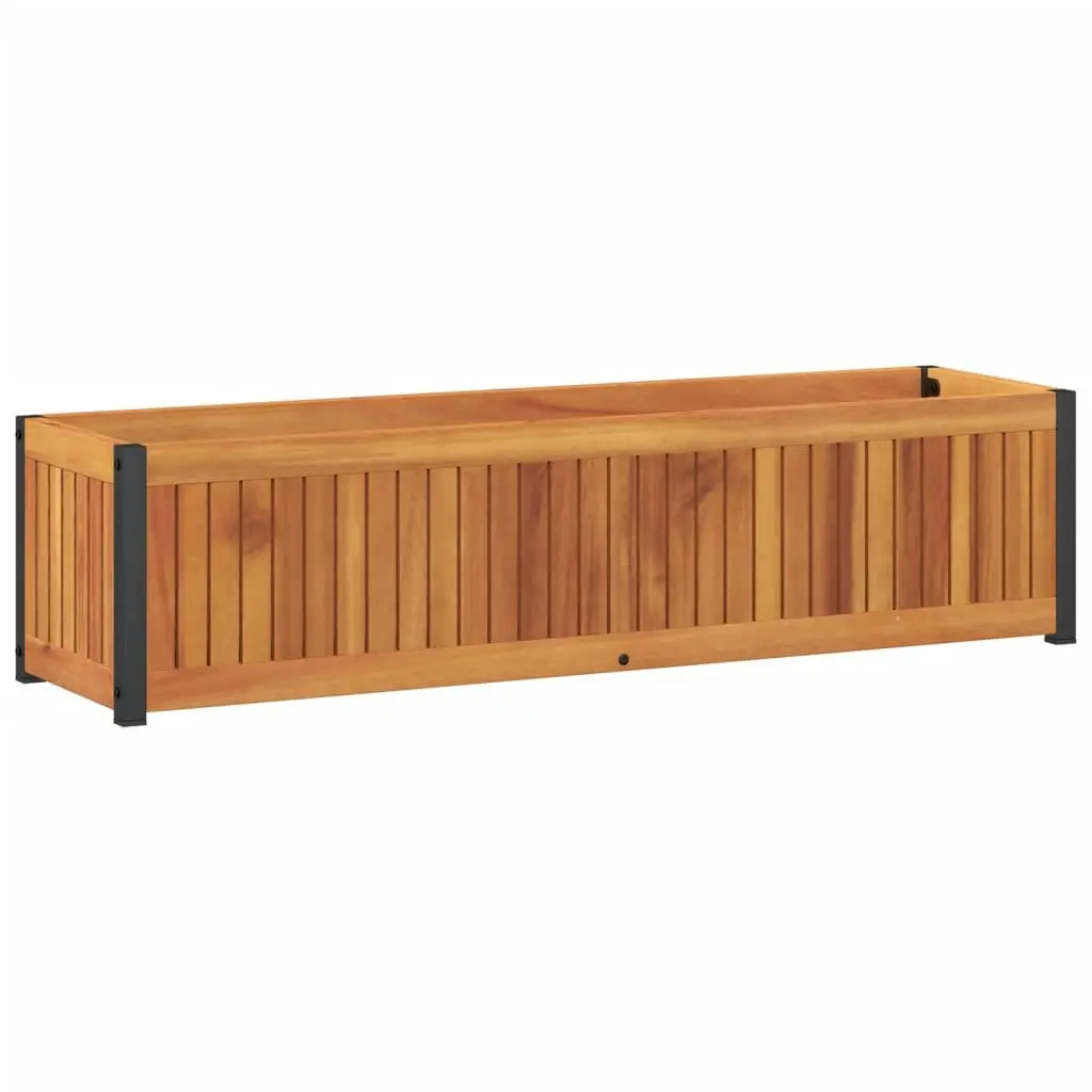 Garden Planter Box Wooden Acacia 110cm x 30cm x 27.5cm Brown Outdoor Flower Container
