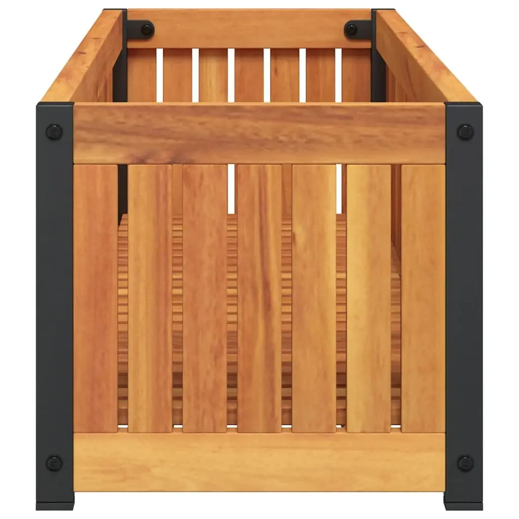 Garden Planter Box Wooden Acacia 110cm x 30cm x 27.5cm Brown Outdoor Flower Container