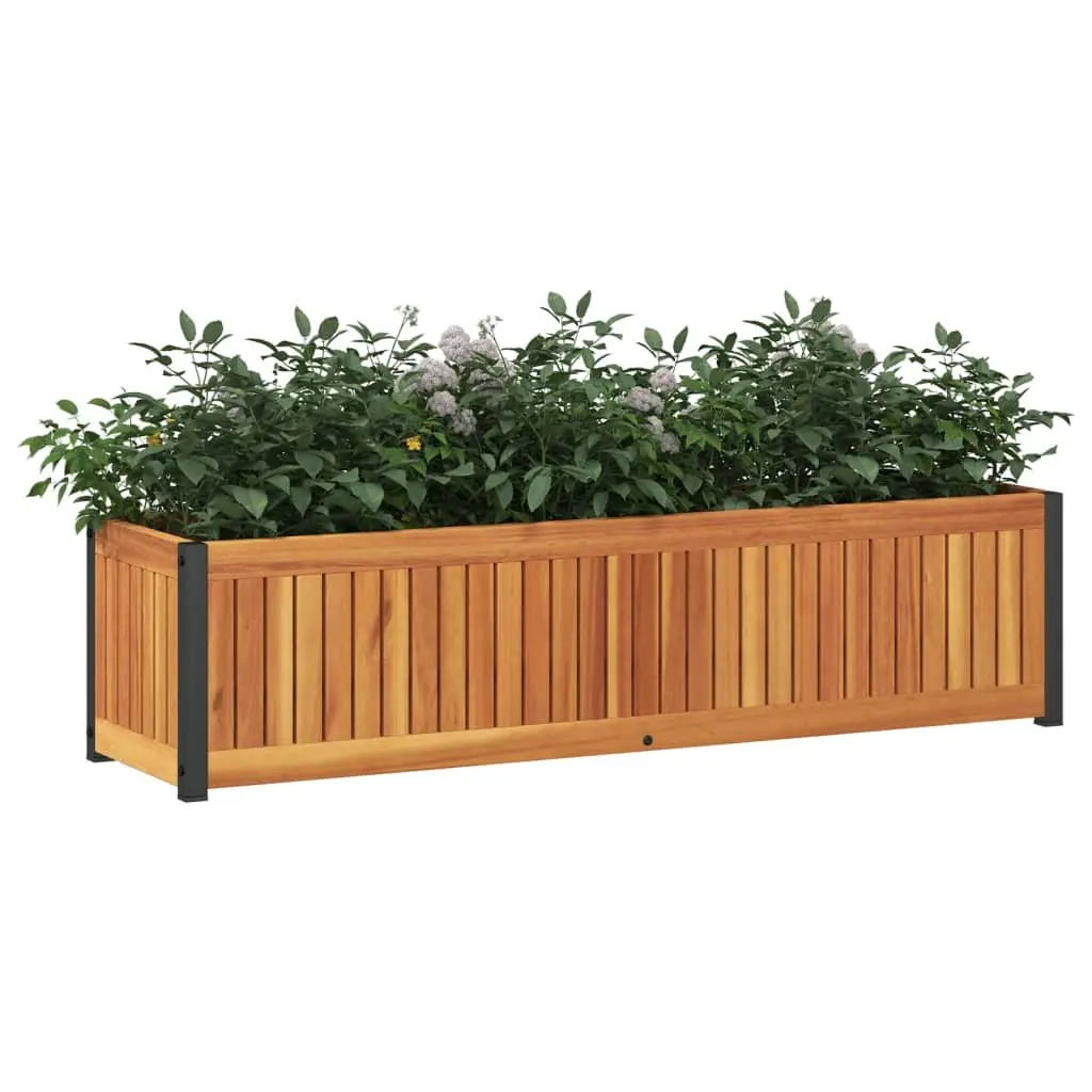 Garden Planter Box Wooden Acacia 110cm x 30cm x 27.5cm Brown Outdoor Flower Container