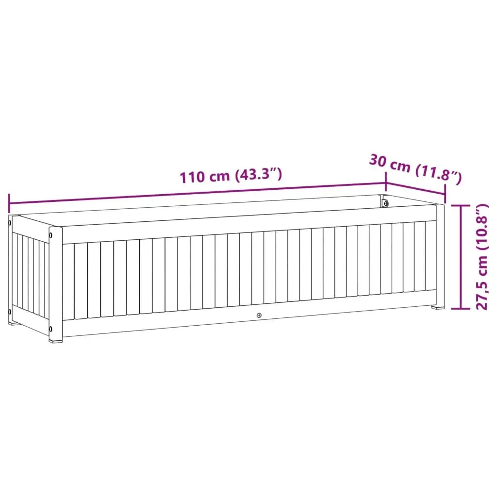 Garden Planter Box Wooden Acacia 110cm x 30cm x 27.5cm Brown Outdoor Flower Container