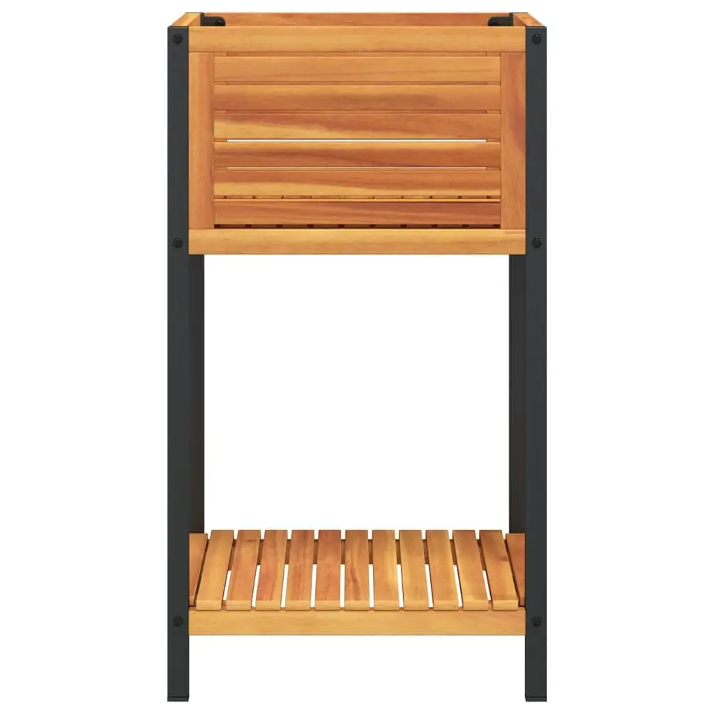 Wooden Garden Planter with Shelf Acacia Storage Box 45x45x80cm for Indoor Outdoor Use