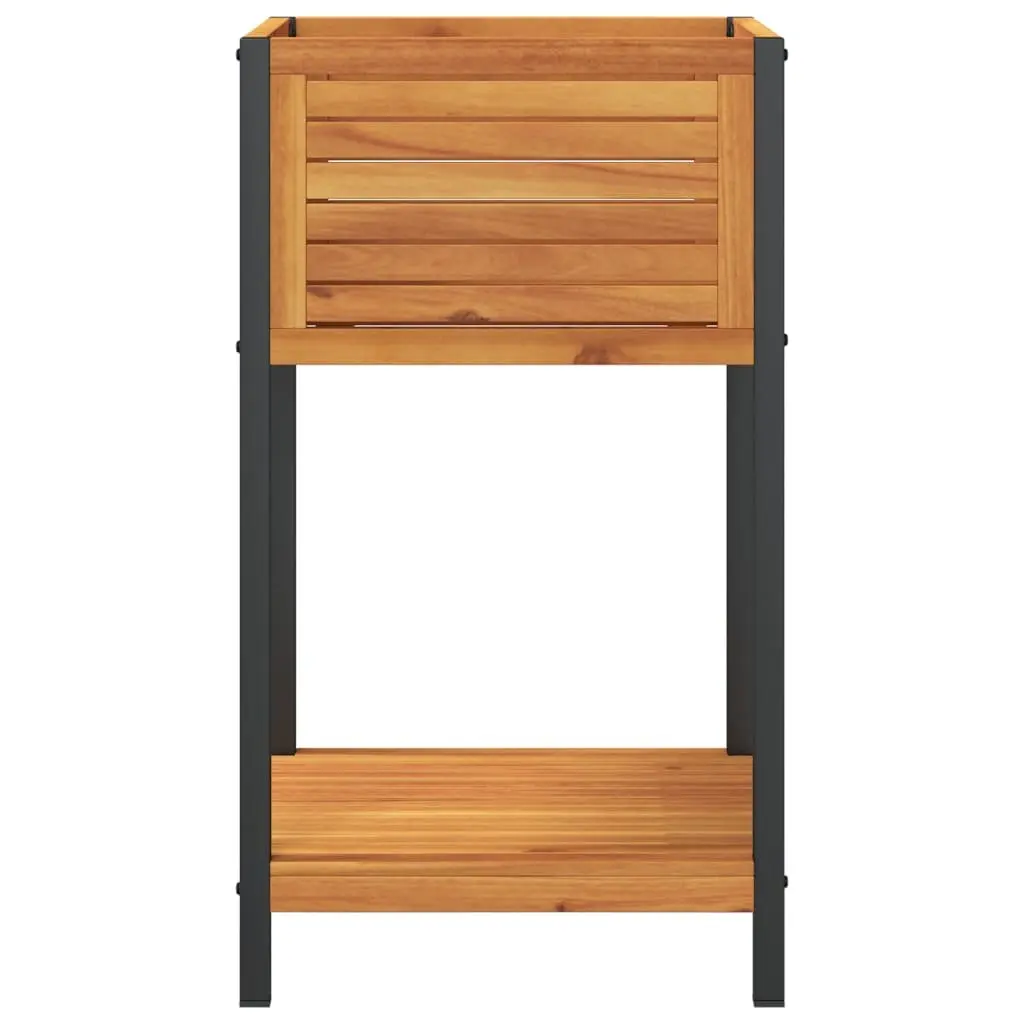 Wooden Garden Planter with Shelf Acacia Storage Box 45x45x80cm for Indoor Outdoor Use