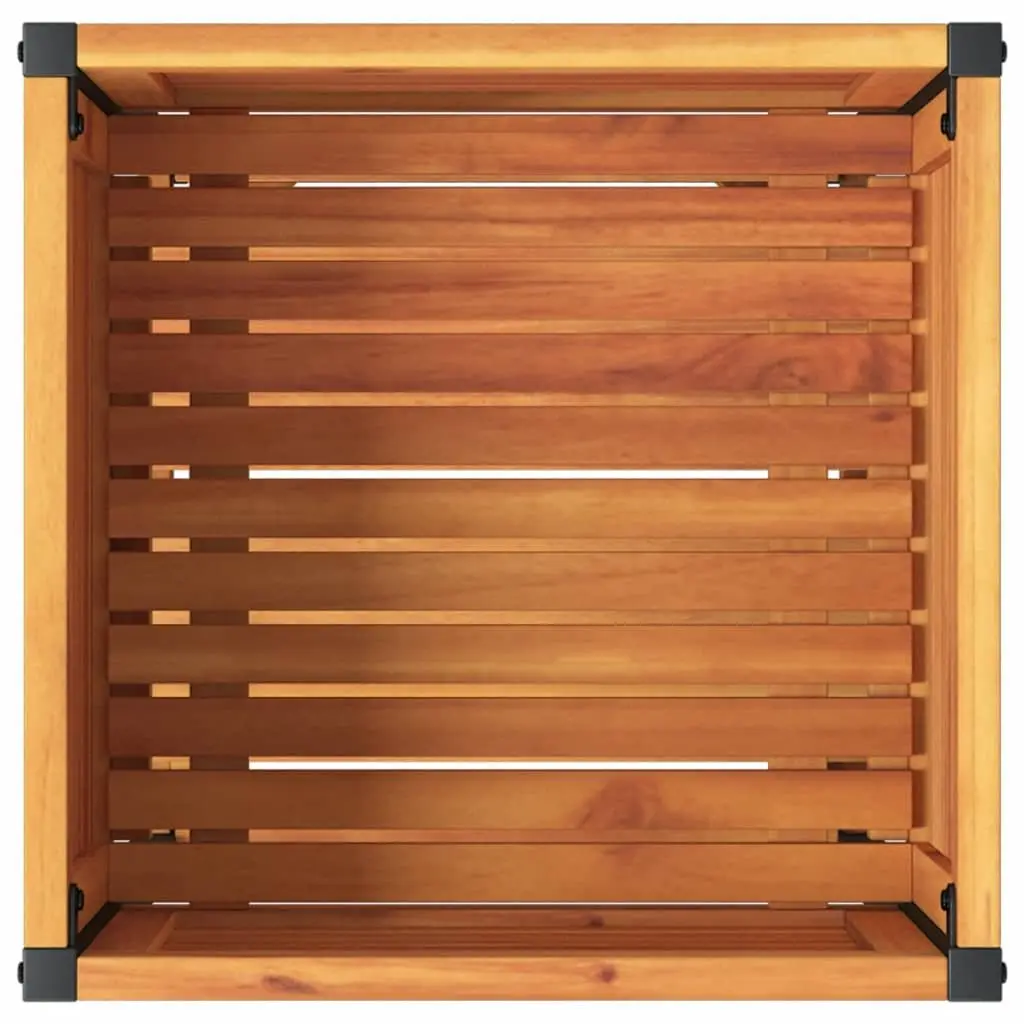 Wooden Garden Planter with Shelf Acacia Storage Box 45x45x80cm for Indoor Outdoor Use