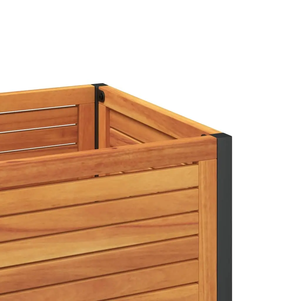 Wooden Garden Planter with Shelf Acacia Storage Box 45x45x80cm for Indoor Outdoor Use