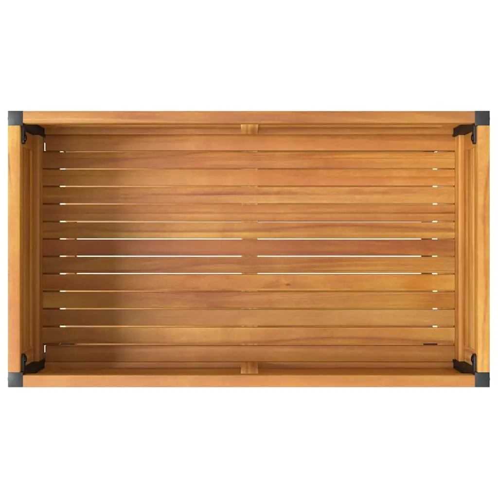 Garden Planter 80x45x80cm Brown Acacia Wood Steel Frame with Storage Shelf