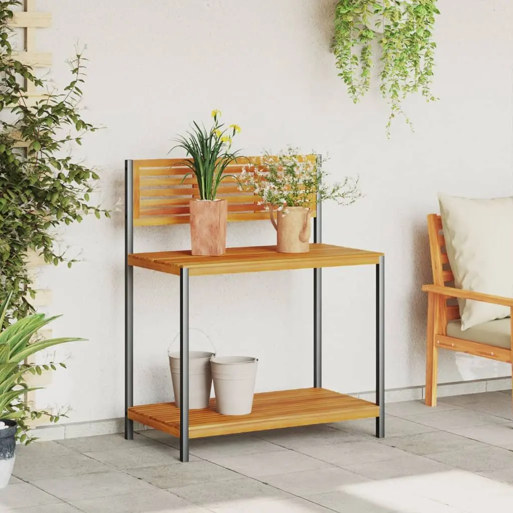 Garden Work Table 90x50x110cm Plant Potting Bench with Shelves Storage