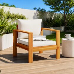 Outdoor Garden Chair Solid Wood Acacia Brown Cushions Patio Seating Furniture