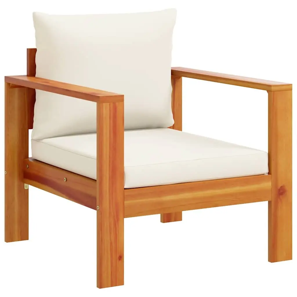 Outdoor Garden Chair Solid Wood Acacia Brown Cushions Patio Seating Furniture