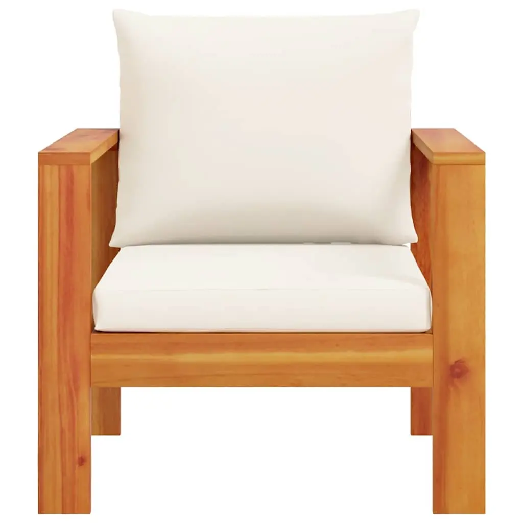 Outdoor Garden Chair Solid Wood Acacia Brown Cushions Patio Seating Furniture