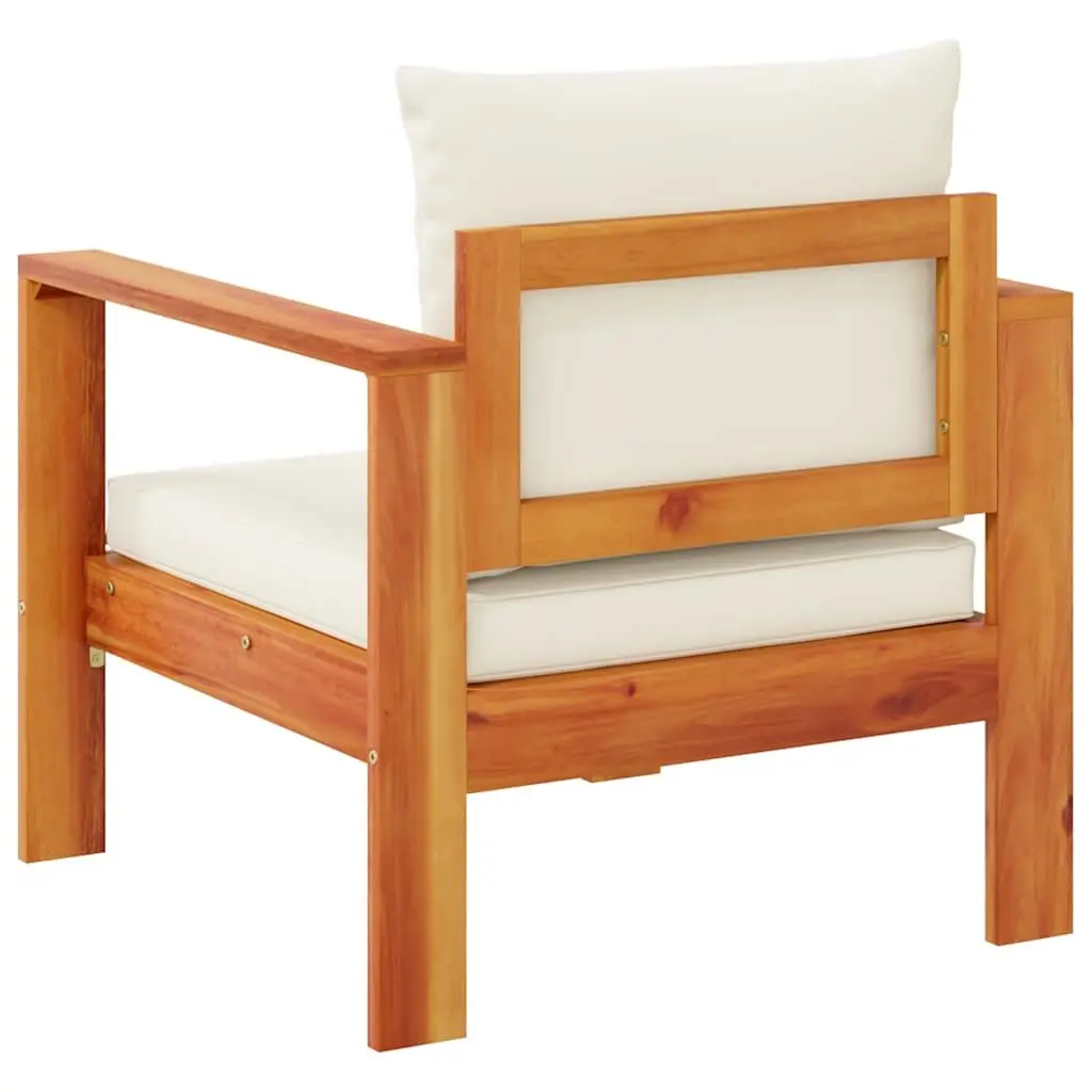 Outdoor Garden Chair Solid Wood Acacia Brown Cushions Patio Seating Furniture