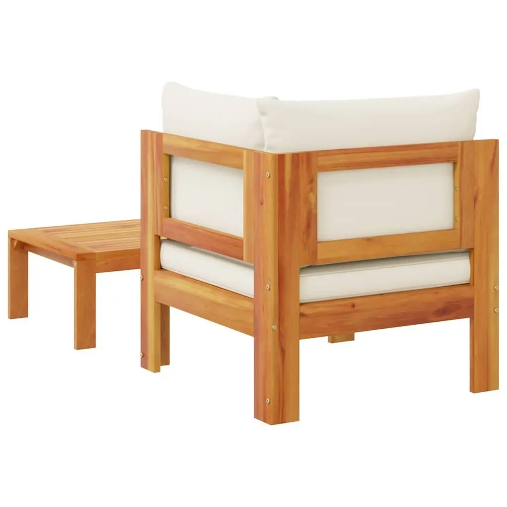 Outdoor Sectional Sofa Set Solid Acacia Wood 2 Piece Brown Patio Furniture