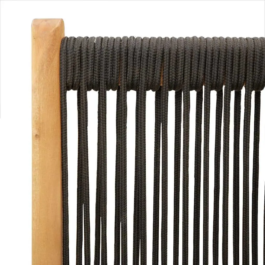Outdoor Garden Chairs Foldable Reclining 2 Pieces Black Acacia Wood Polypropylene