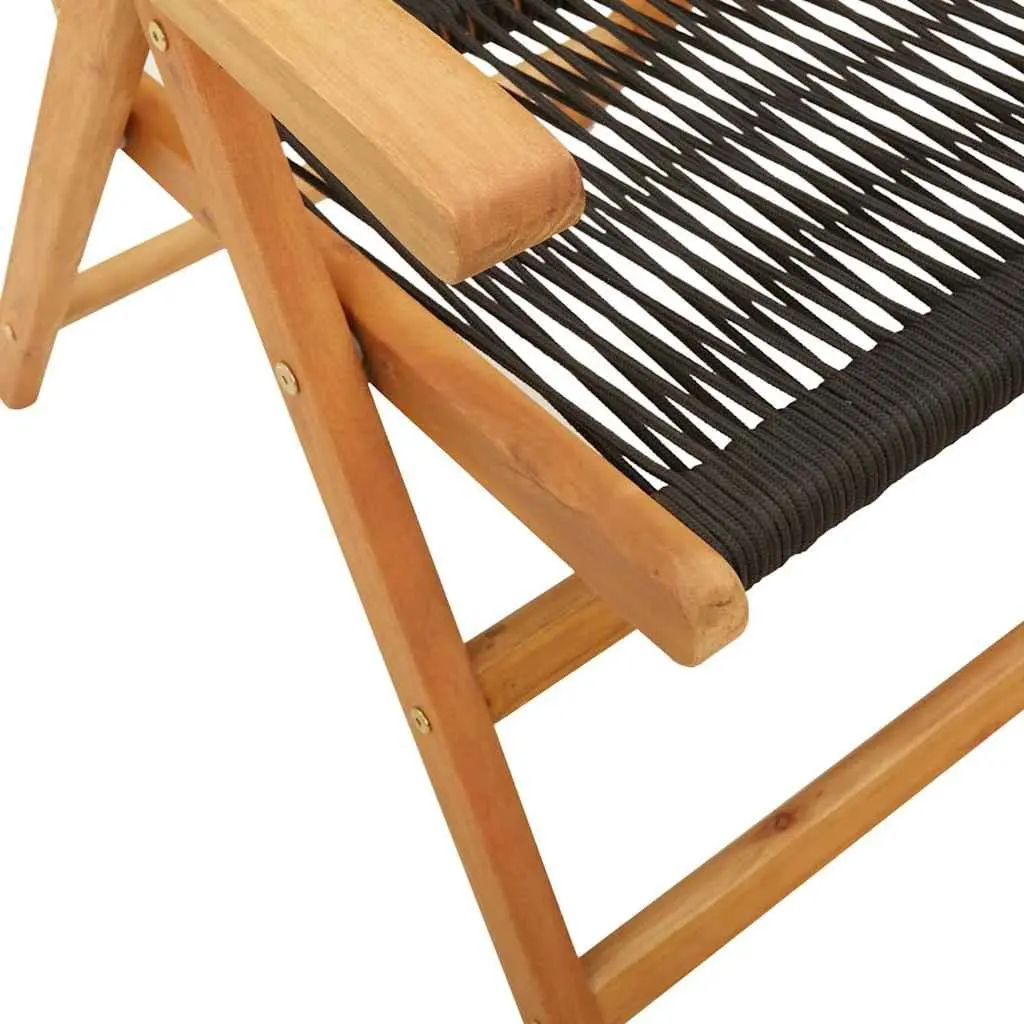 Outdoor Garden Chairs Foldable Reclining 2 Pieces Black Acacia Wood Polypropylene