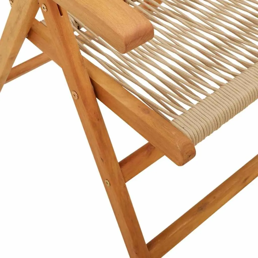 Outdoor Garden Chairs Acacia Wood Foldable Reclining 2 Pcs Beige
