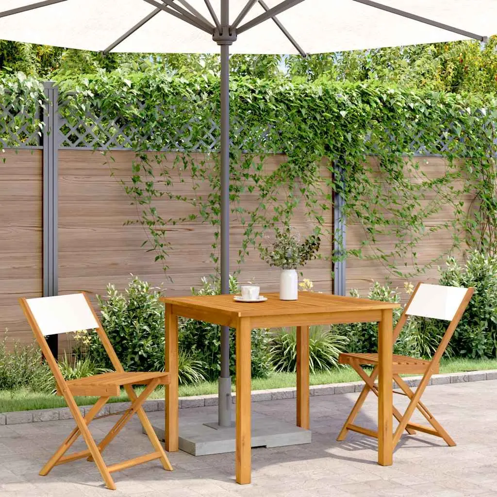 Bistro Chairs Solid Acacia Wood Foldable Backrest 2 pcs White Outdoor Seating Garden Patio