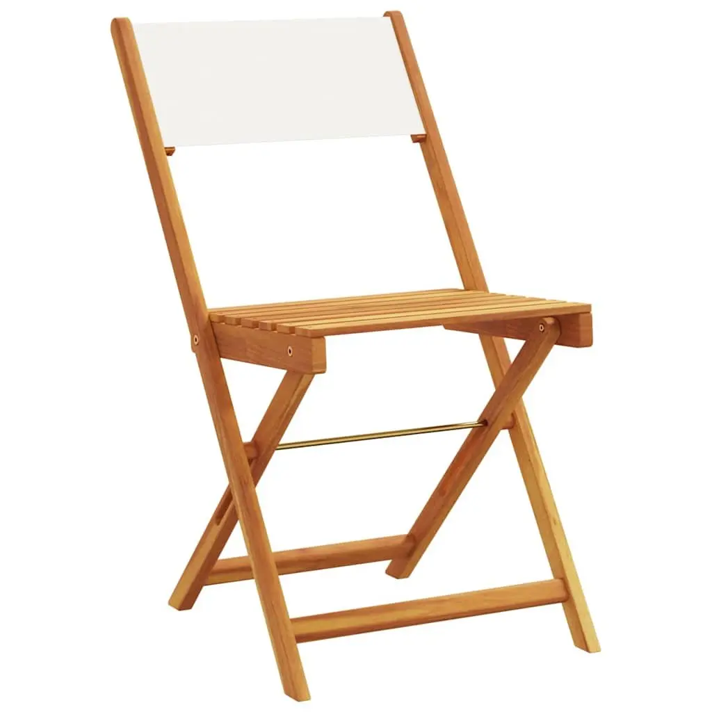 Bistro Chairs Solid Acacia Wood Foldable Backrest 2 pcs White Outdoor Seating Garden Patio