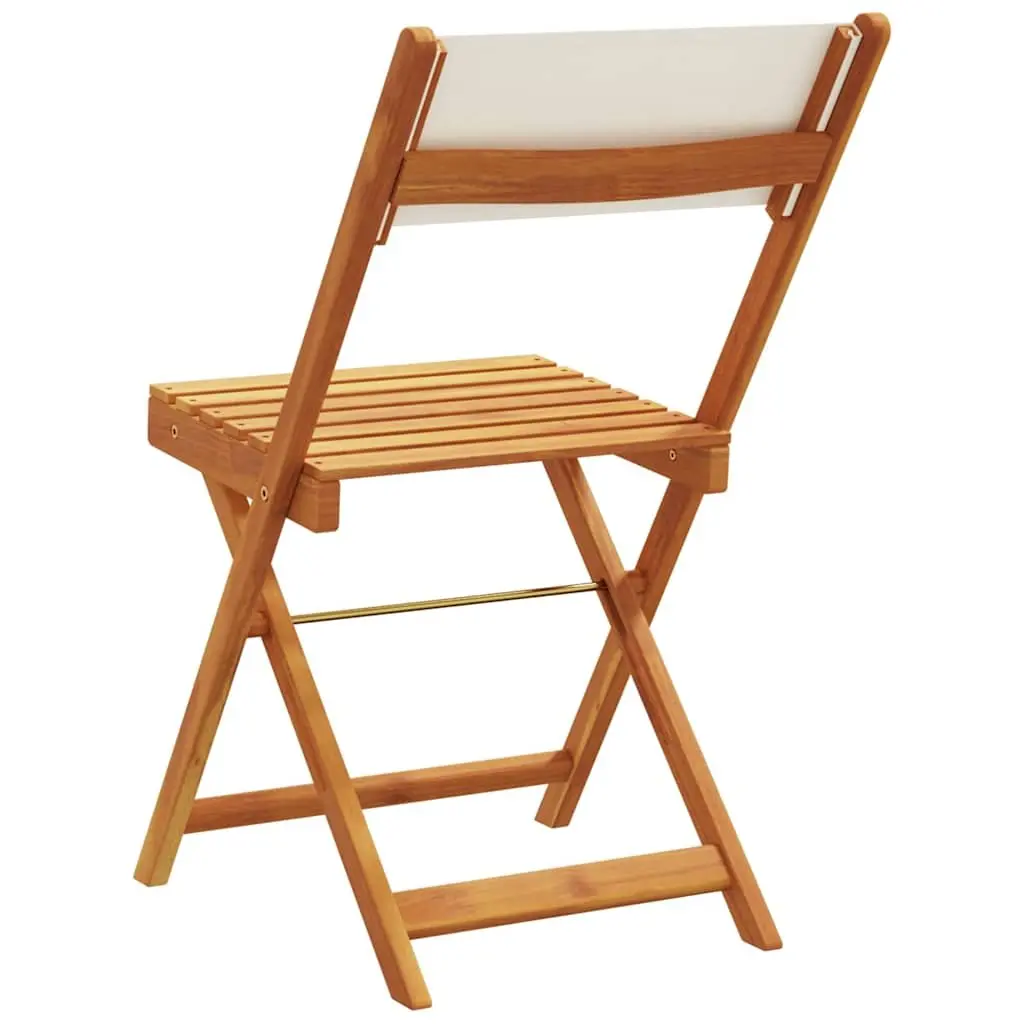 Bistro Chairs Solid Acacia Wood Foldable Backrest 2 pcs White Outdoor Seating Garden Patio