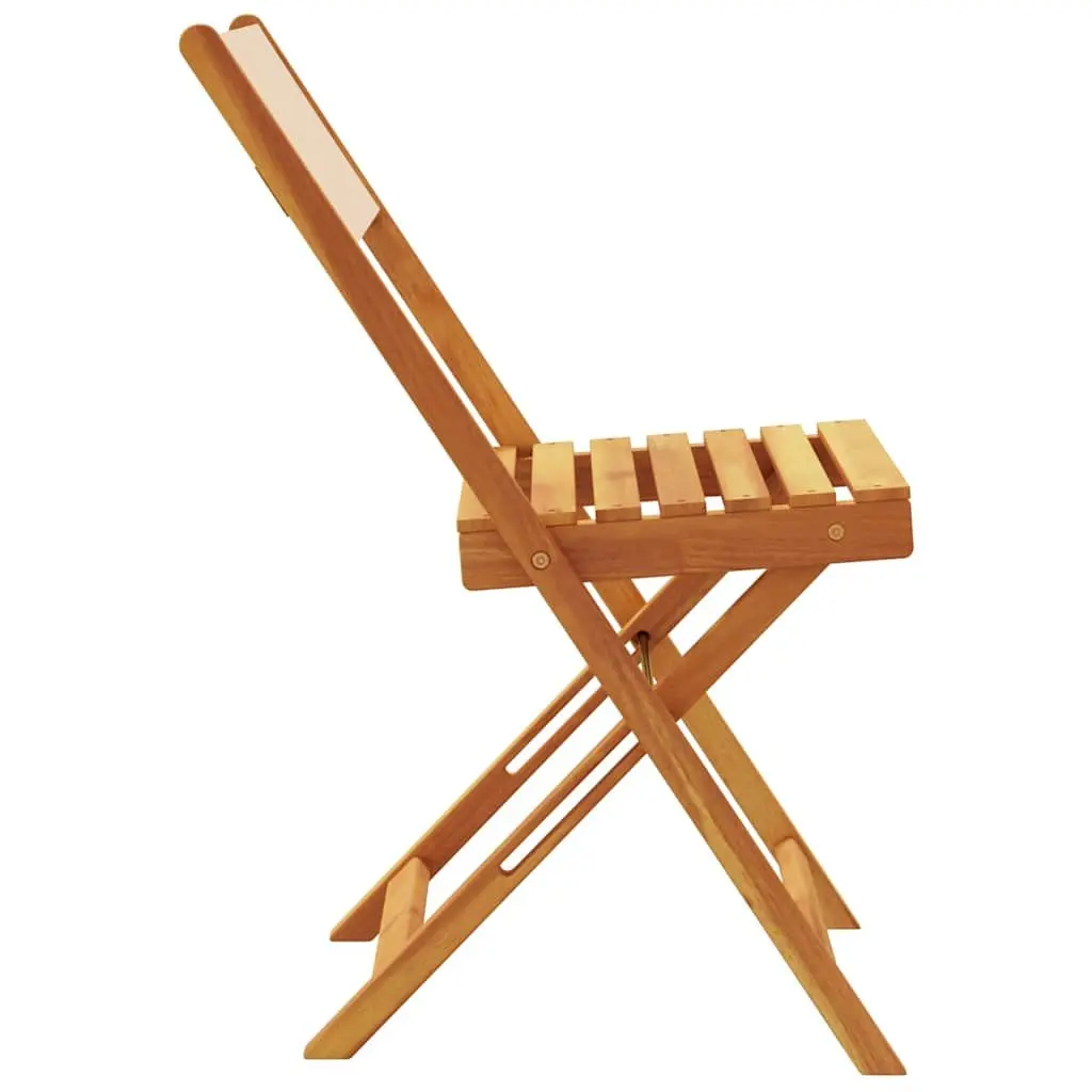 Bistro Chairs Solid Acacia Wood Foldable Backrest 2 pcs White Outdoor Seating Garden Patio