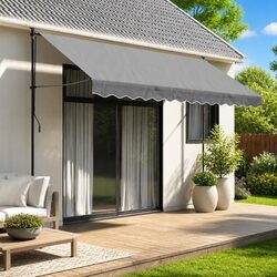 Replacement Awning Valance Fabric Anthracite Stripe 3.5m Garden Window Door
