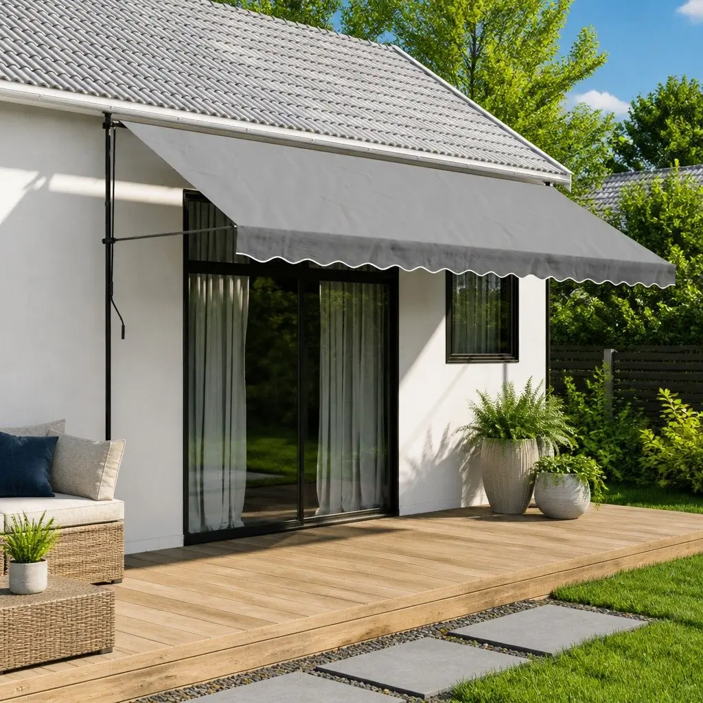 Replacement Awning Fabric 4.5m Anthracite Stripe Lightweight UV Water Resistant for Garden Outdoor