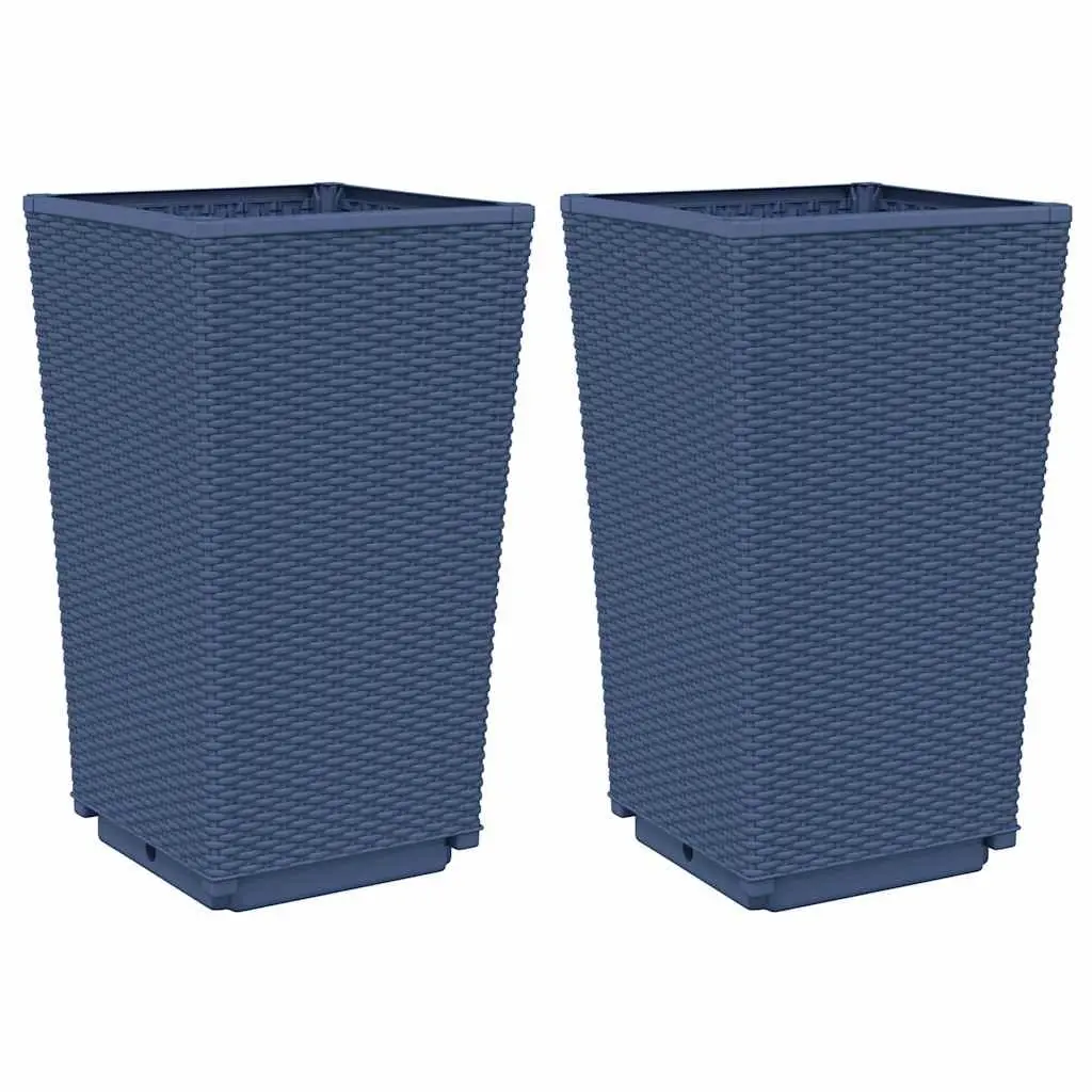 Garden Planters Polypropylene 32.5x57cm Grey Rattan Look 2 Piece Set