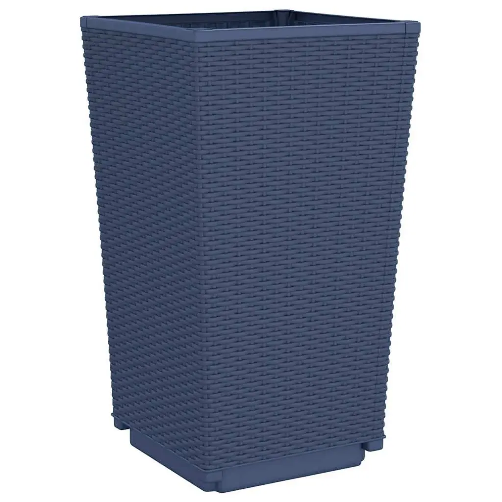 Garden Planters Polypropylene 32.5x57cm Grey Rattan Look 2 Piece Set