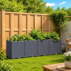 Practical Grey Outdoor Planter Flower Box 160x40x53cm