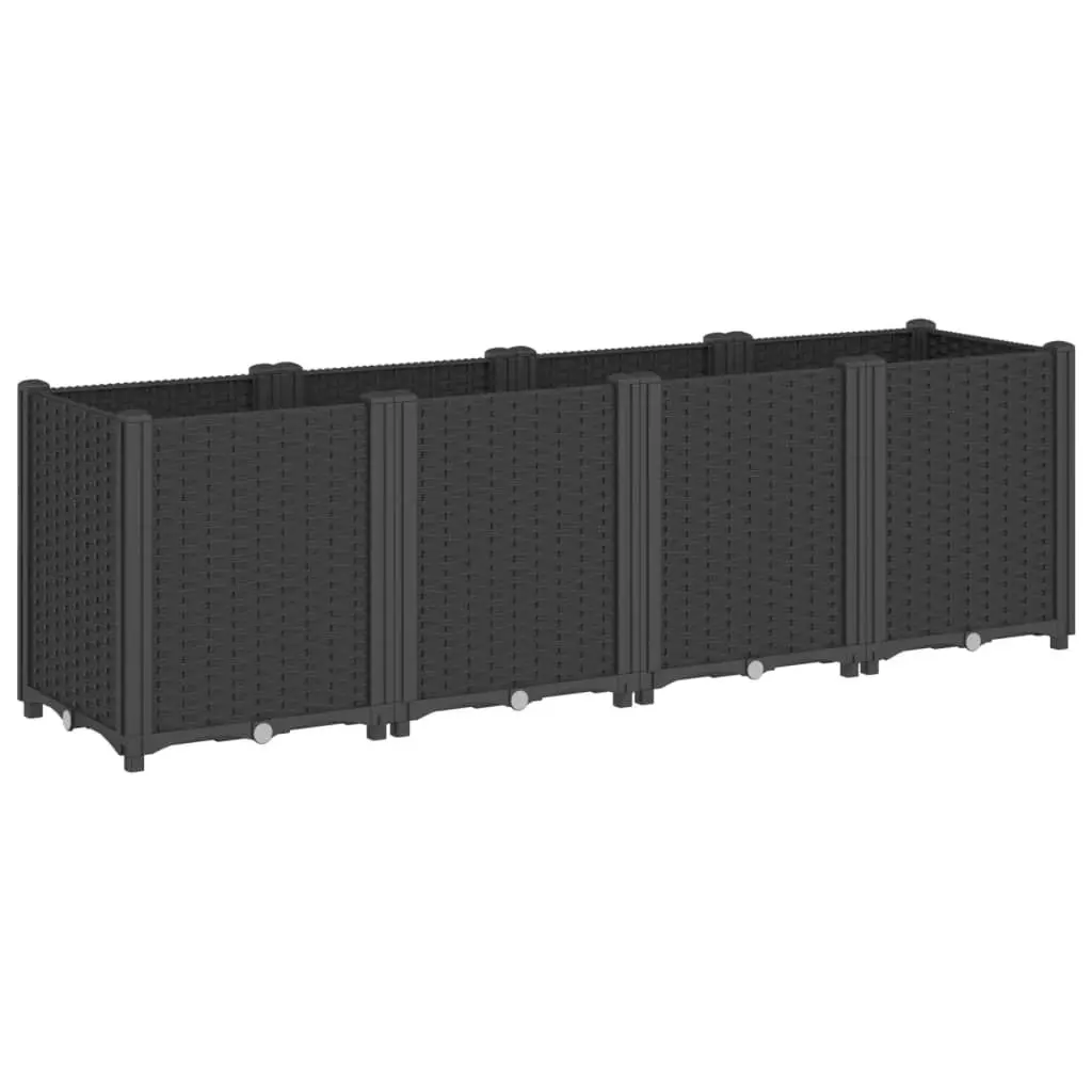 Modular Garden Planter Black 160x40x53cm Outdoor Polypropylene Flower Box for Climbing Plants and Vegetables