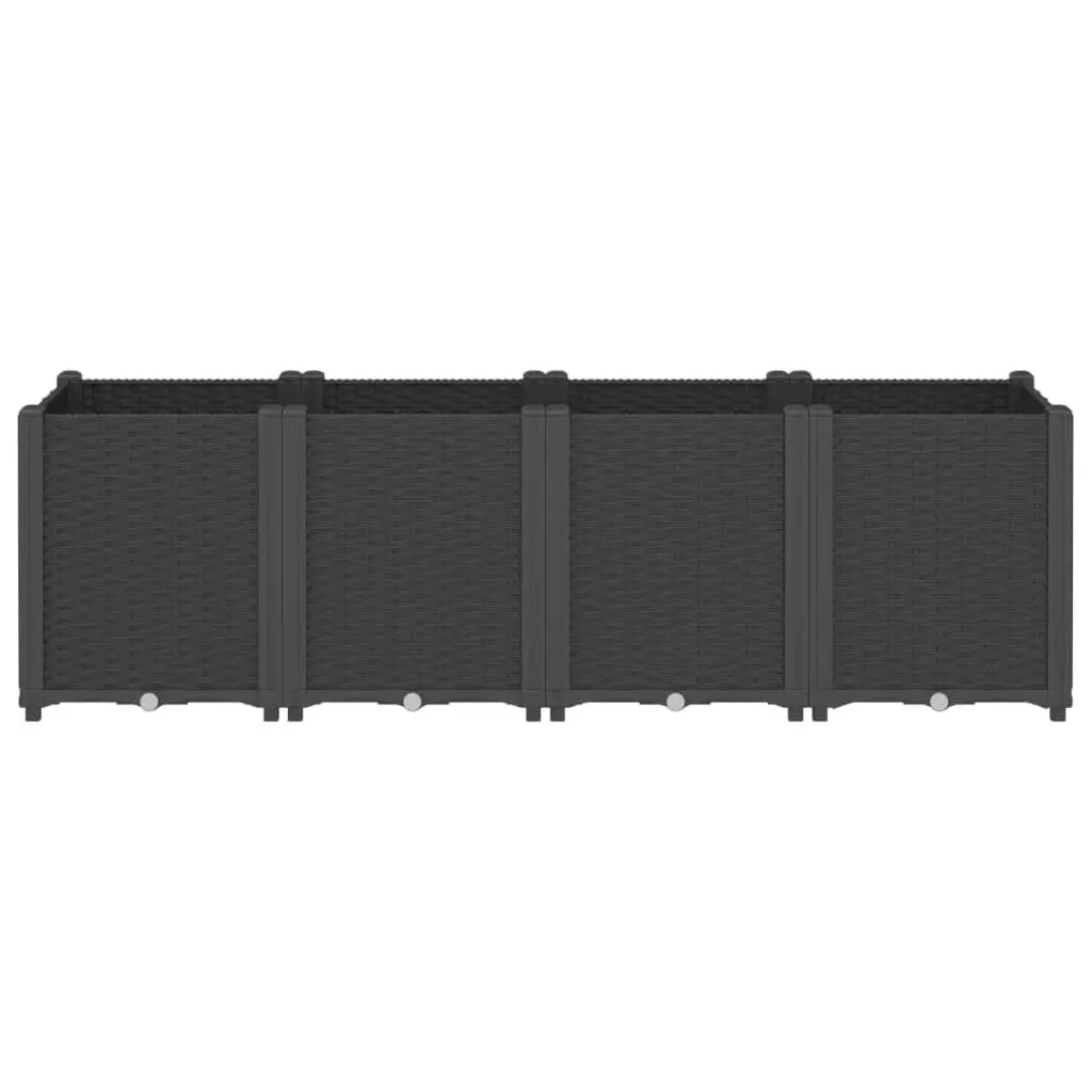Modular Garden Planter Black 160x40x53cm Outdoor Polypropylene Flower Box for Climbing Plants and Vegetables