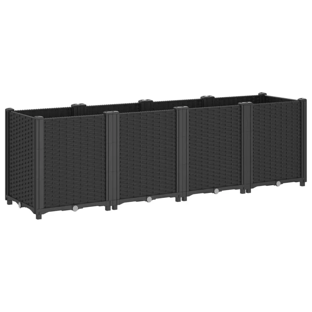 Modular Garden Planter Black 160x40x53cm Outdoor Polypropylene Flower Box for Climbing Plants and Vegetables