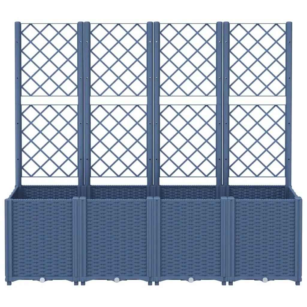 Garden Planter Polypropylene Modular 4 Flower Boxes Grey