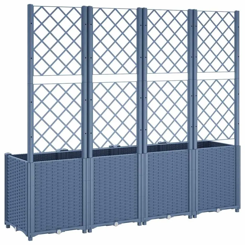Garden Planter Polypropylene Modular 4 Flower Boxes Grey