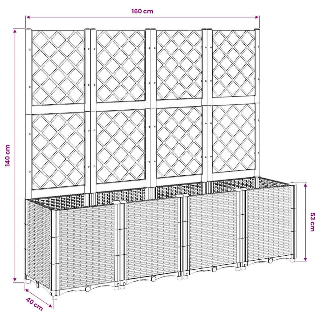 Garden Planter Polypropylene Modular 4 Flower Boxes Grey