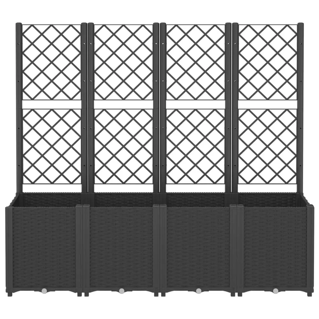 Garden Planter Polypropylene Black 160x40x140cm with Trellis for Climbing Plants Outdoor
