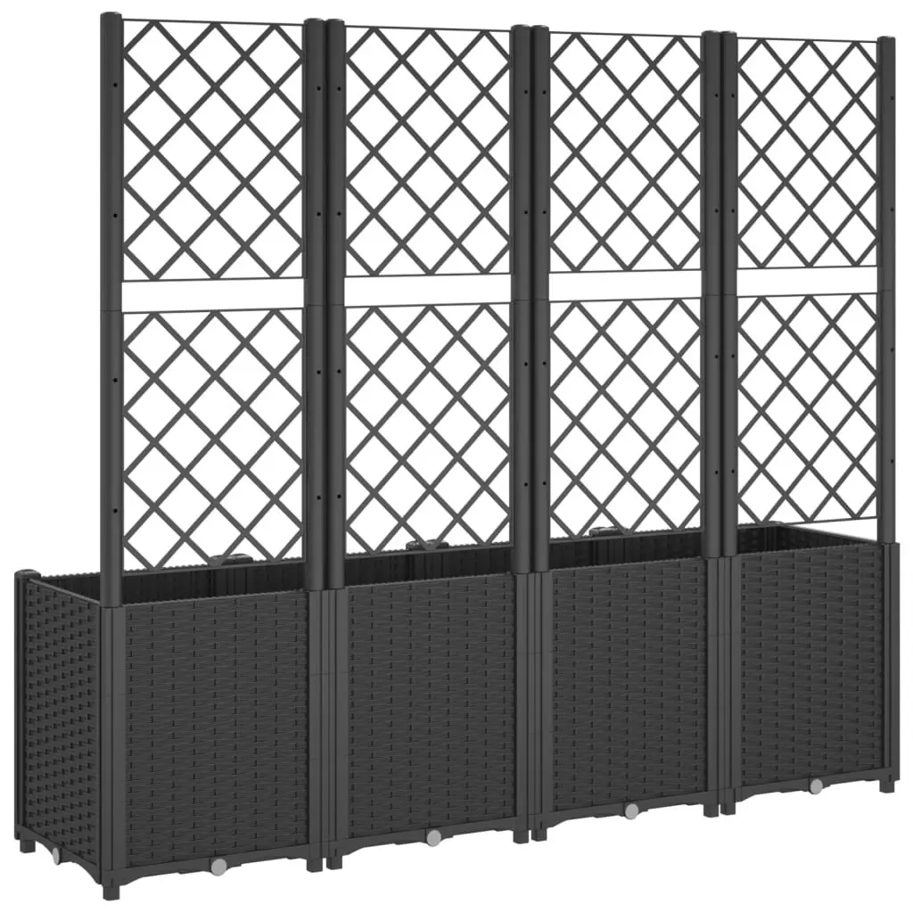 Garden Planter Polypropylene Black 160x40x140cm with Trellis for Climbing Plants Outdoor