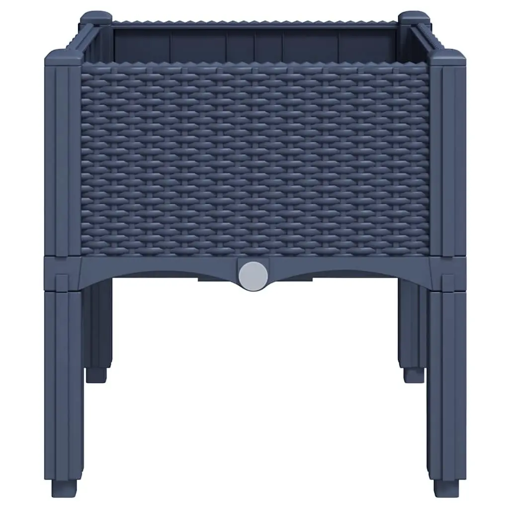 Garden Planter Box Polypropylene 40 x 40 x 42 cm Grey Rattan Look Outdoor Raised Plant Pot