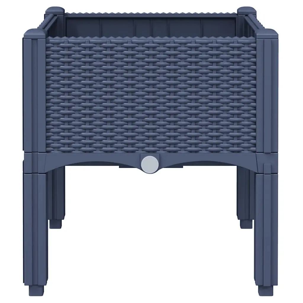 Garden Planter Box Polypropylene 40 x 40 x 42 cm Grey Rattan Look Outdoor Raised Plant Pot