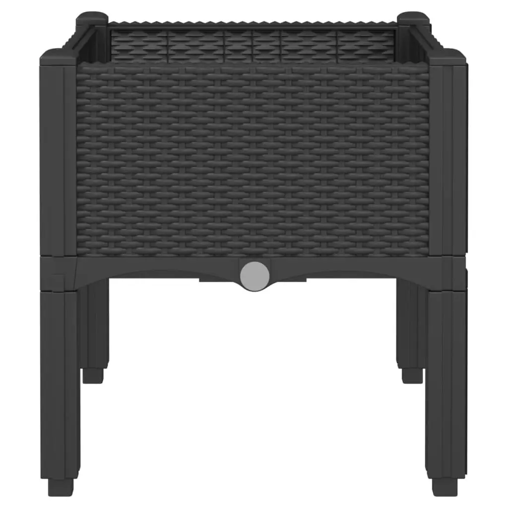 Garden Planter Box Elevated Polypropylene 40x40x42cm Black Rattan
