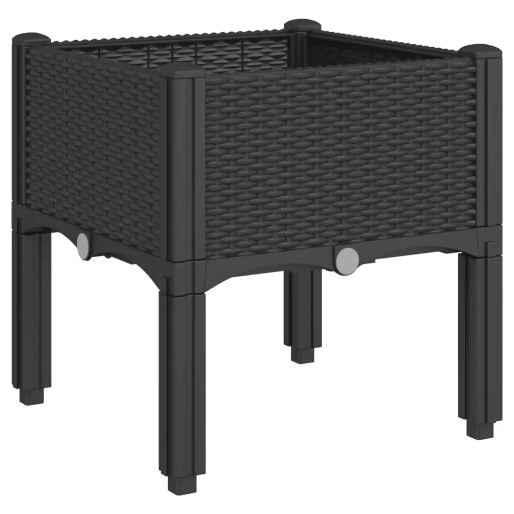 Garden Planter Box Elevated Polypropylene 40x40x42cm Black Rattan