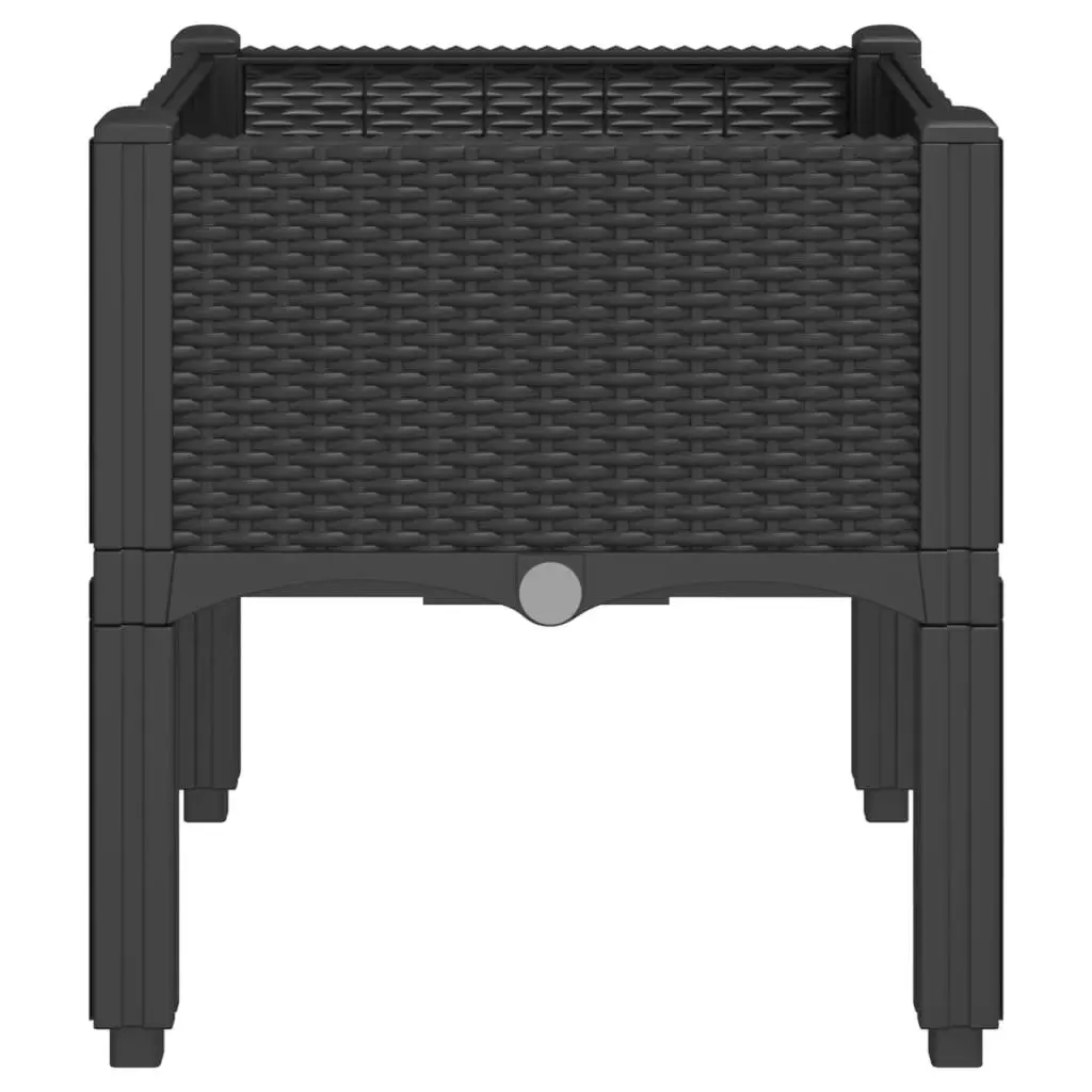 Garden Planter Box Elevated Polypropylene 40x40x42cm Black Rattan