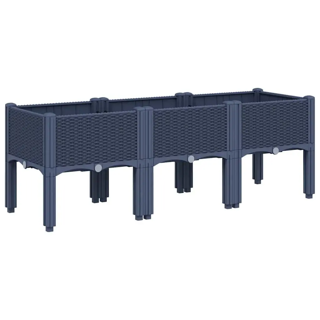 Garden Planter Box Polypropylene 120 x 40 x 42 cm Grey Rattan Look Elevated Legs