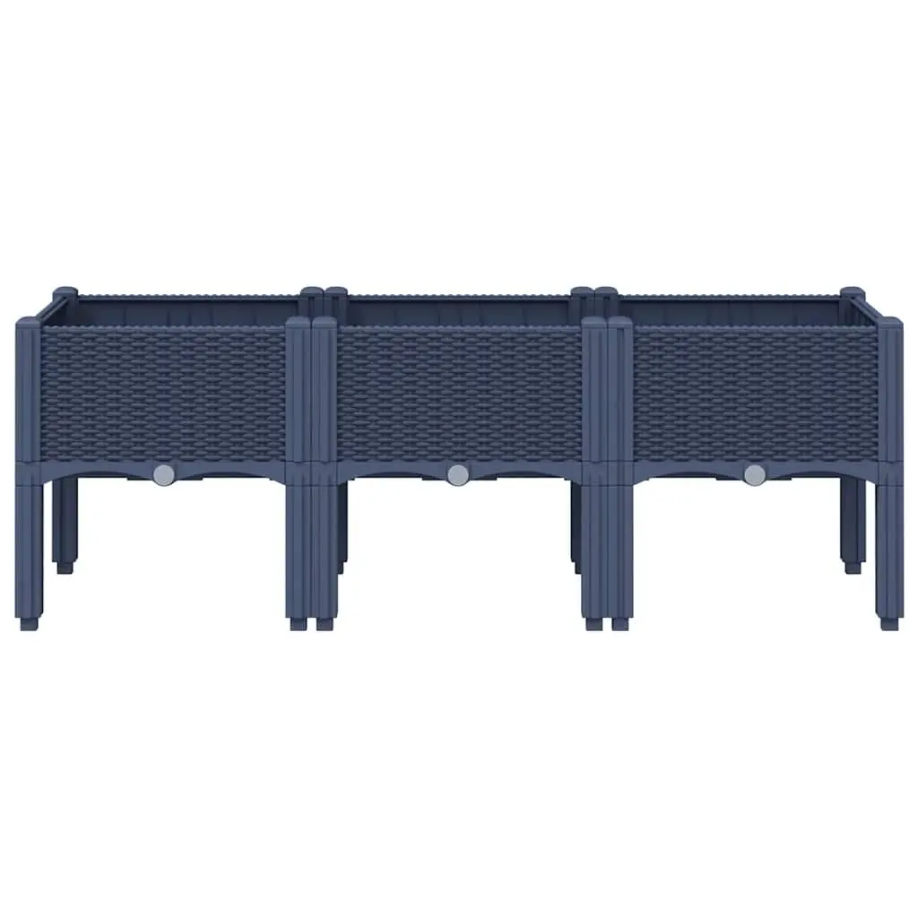 Garden Planter Box Polypropylene 120 x 40 x 42 cm Grey Rattan Look Elevated Legs