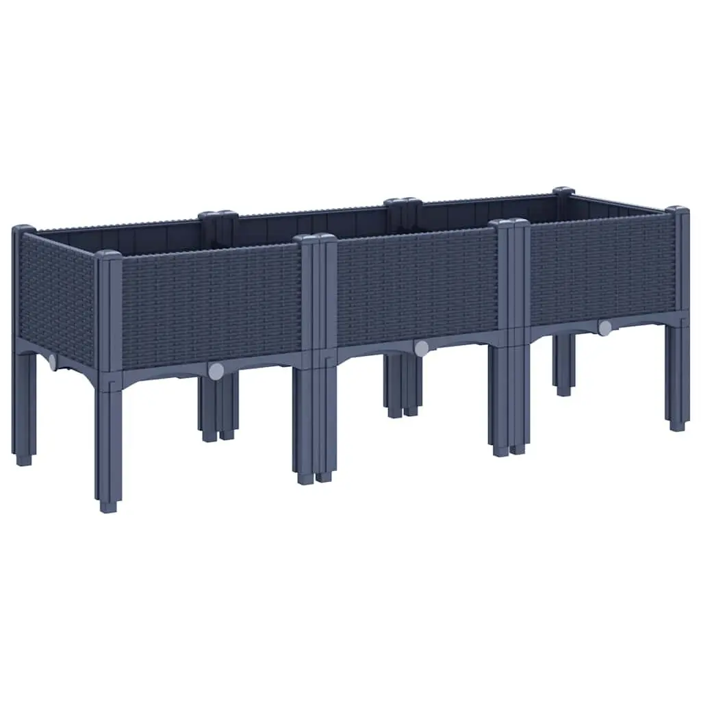 Garden Planter Box Polypropylene 120 x 40 x 42 cm Grey Rattan Look Elevated Legs