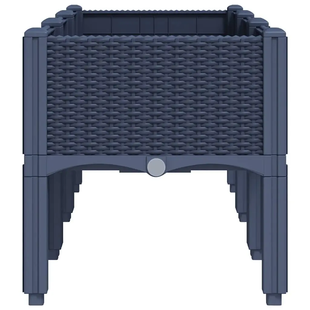 Garden Planter Box Polypropylene 120 x 40 x 42 cm Grey Rattan Look Elevated Legs